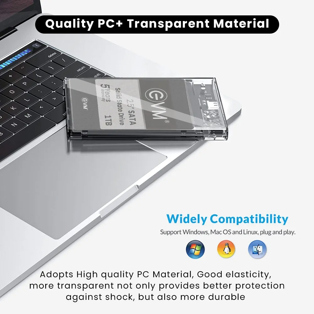 EVM SSD Casing 2.5 Inch Sata USB 3.1 Type-C (ESC-TP02) view 6